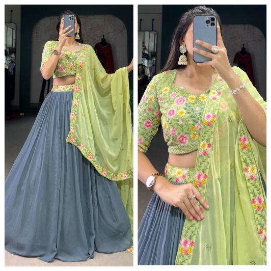 GREY GEORGETTE LEHENGA PREORDER SPECIAL LNB1402GRY