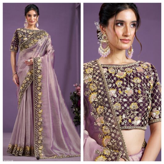 GLASS TISSUE SILK SAREE PREORDER SPECIAL MOH24815