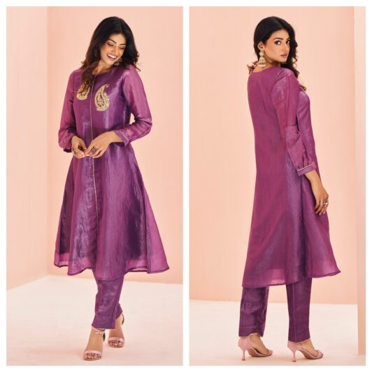 PURPLE READY MADE ORGANZA SILK SUIT PREORDER SPECIAL ARY17