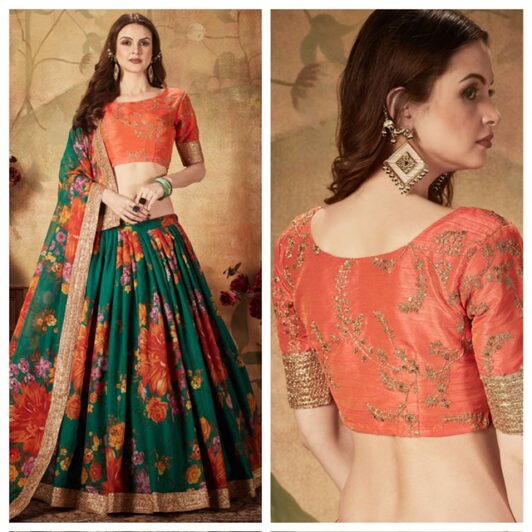 GREEN FLORAL LEHENGA PREORDER SPECIAL ZEE7610