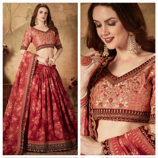 MAROON FLORAL LEHENGA PREORDER SPECIAL ZEE7608
