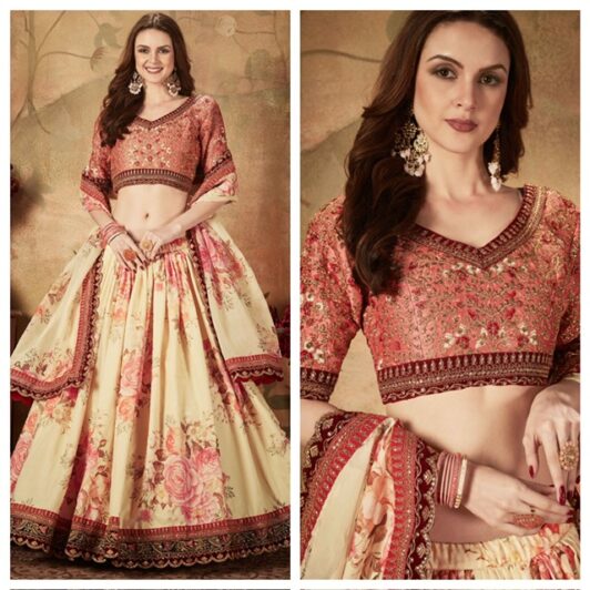 BEIGE FLORAL LEHENGA PREORDER SPECIAL ZEE7607