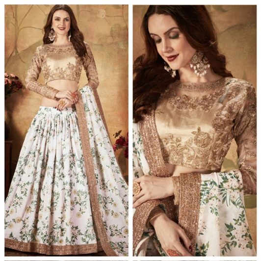 OFF WHITE FLORAL LEHENGA PREORDER SPECIAL ZEE7605