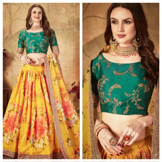 YELLOW AND GREEN FLORAL LEHENGA PREORDER SPECIAL ZEE7602
