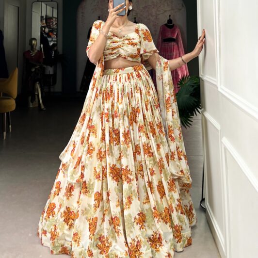 CREAM FLORAL READY MADE LEHENGA PREORDER SPECIAL LNB1025CRM
