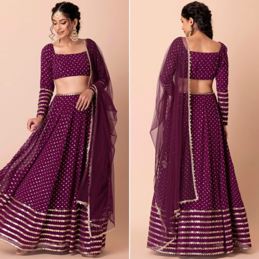 WINE SEQUIN LEHENGA PREORDER SPECIAL ZEE15074WIN