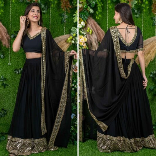 BLACK SEQUIN LEHENGA PREORDER SPECIAL ZEE15061