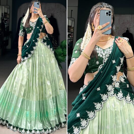 PISTACHIO ZARI KOTA SILK LEHENGA PREORDER SPECIAL LNB2024PST