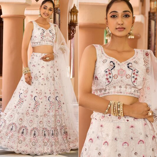 CREAM SOFT NET LEHENGA PREORDER SPECIAL HOP6271CRM
