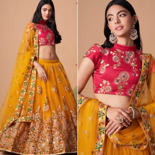 YELLOW SOFT NET LEHENGA PREORDER SPECIAL ZEE7324