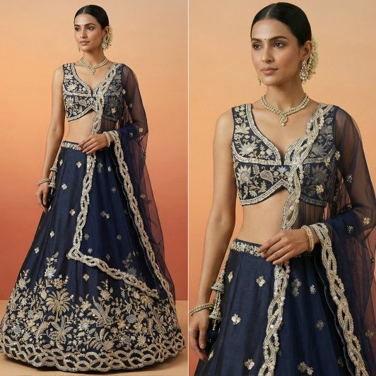 BLUE TISSUE SILK LEHENGA  READY TO DISPATCH 6332