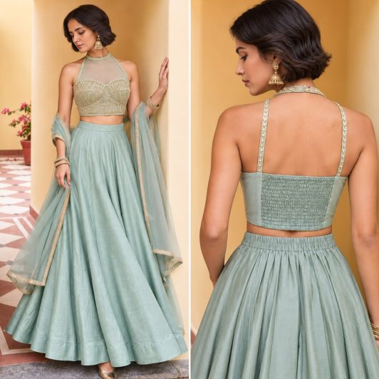 BLUE ROMAN SILK READY MADE LEHENGA PREORDER SPECIAL ALI9029