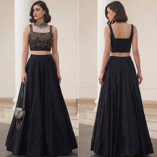 BlACK SOFT SILK READY MADE LEHENGA PREORDER SPECIAL ALI9005