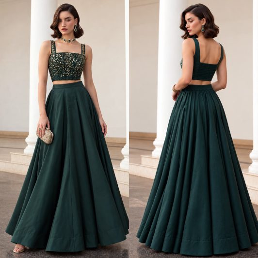 GREAN SOFT SILK READY MADE LEHENGA PREORDER SPECIAL ALI9005GRN