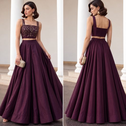 BURGUNDY SOFT SILK READY MADE LEHENGA PREORDER SPECIAL ALI9005BUR