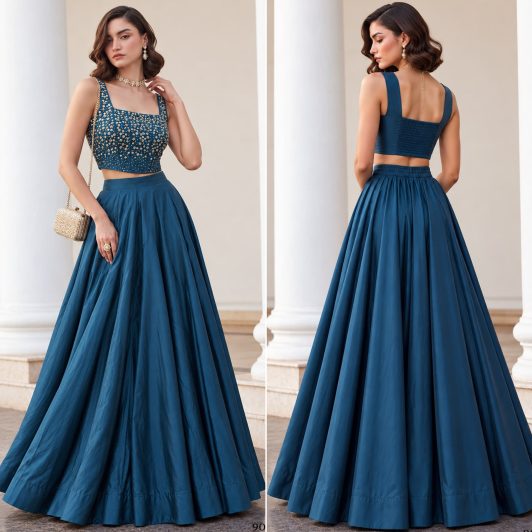 TEAL BLUE SOFT SILK READY MADE LEHENGA PREORDER SPECIAL ALI9005TB