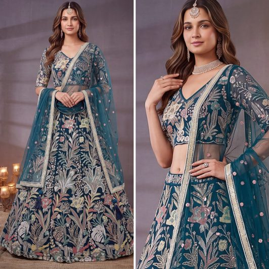 BLUE SOFT NET LEHENGA PREORDER SPECIAL ZEE6032BLU