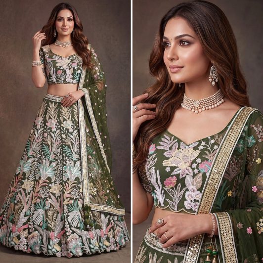 GREEN SOFT NET LEHENGA PREORDER SPECIAL ZEE6032GRN