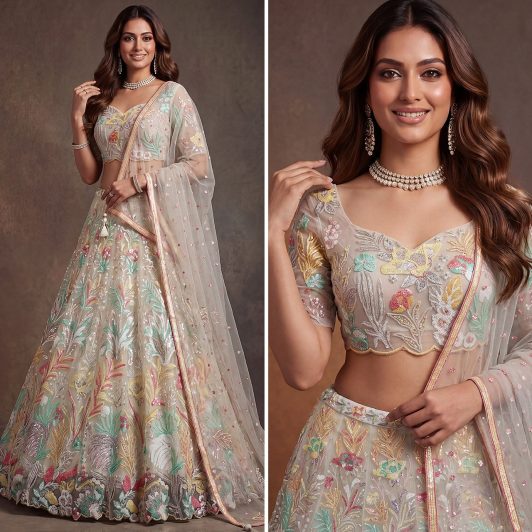WHITE SOFT NET LEHENGA PREORDER SPECIAL ZEE6032WHT
