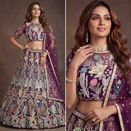 WINE SOFT NET LEHENGA PREORDER SPECIAL ZEE6032WIN