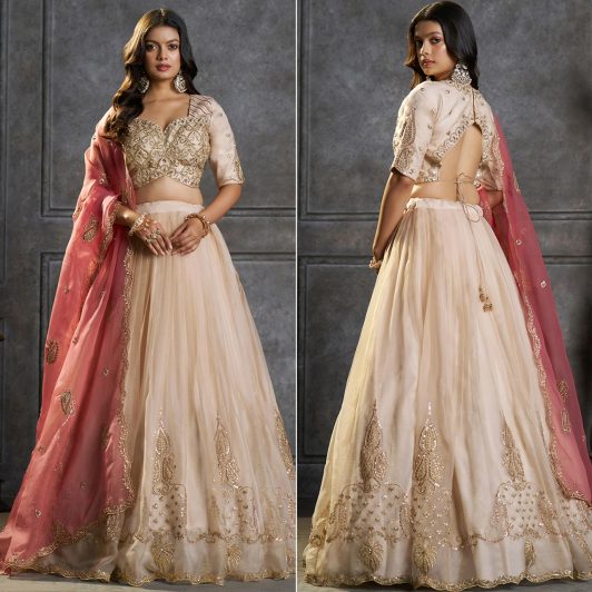 IVORY ORGANZA LEHENGA PREORDER SPECIAL ARY237