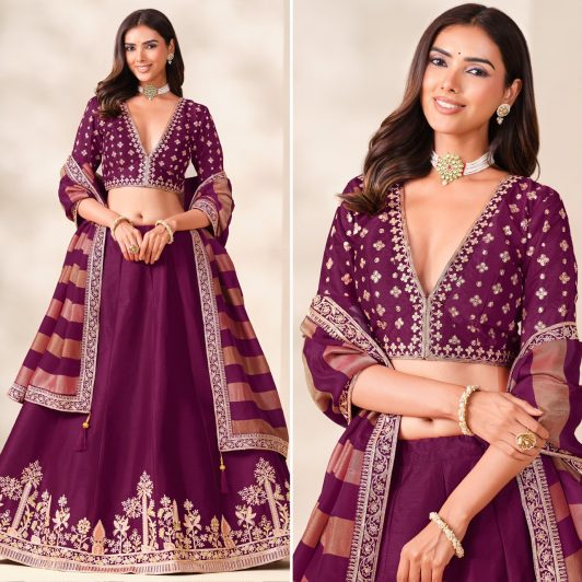 WINE ART SILK LEHENGA PREORDER SPECIAL MEH3092