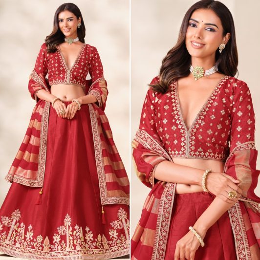 RED ART SILK LEHENGA PREORDER SPECIAL MEH3094