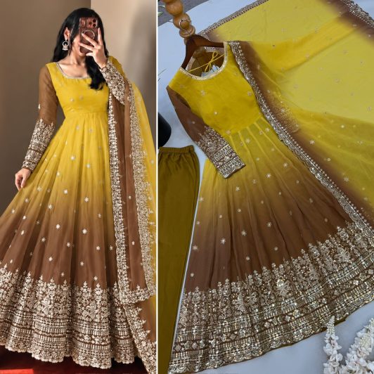 BOLLYWOOD GEORGETTE READY MADE ANARKALI GOWN PREORDER SPECIAL SR1725B